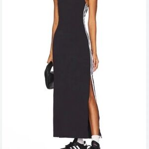 Adidas Black and White Striped Maxi Dress